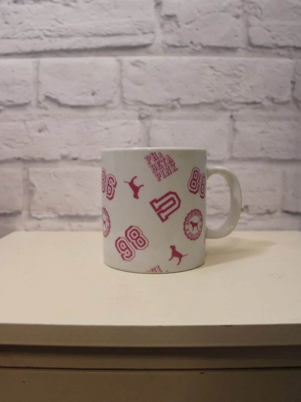 PINK Mug Victoria's Secret White Pink Logo Coffee Tea Mug Varsity Collegiate
